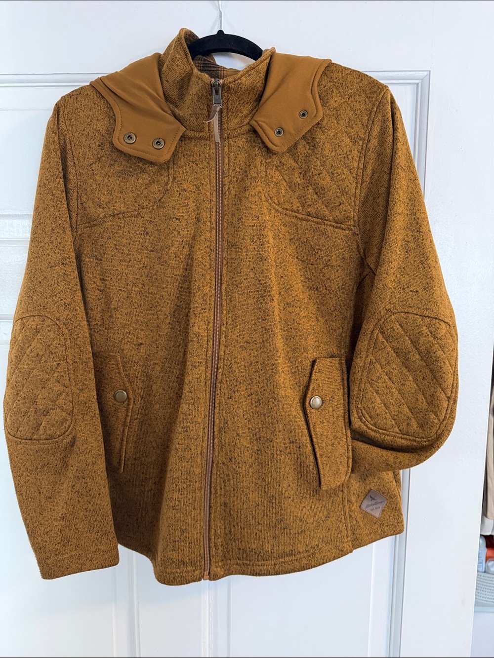 Eddie Bauer Quilted Elbow Patch Zip Jacket in Mustard